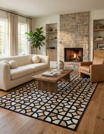 5' 2 x 8' Cowhide Leather Rug