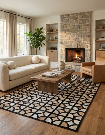 5' 2 x 8' Cowhide Leather Rug
