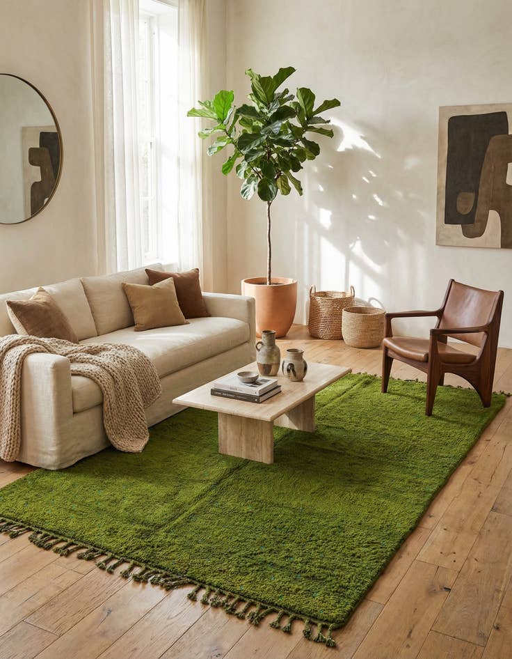 Detail image of  6' 7 x 9' 7  Hand Knotted Moroccan Wool Rug