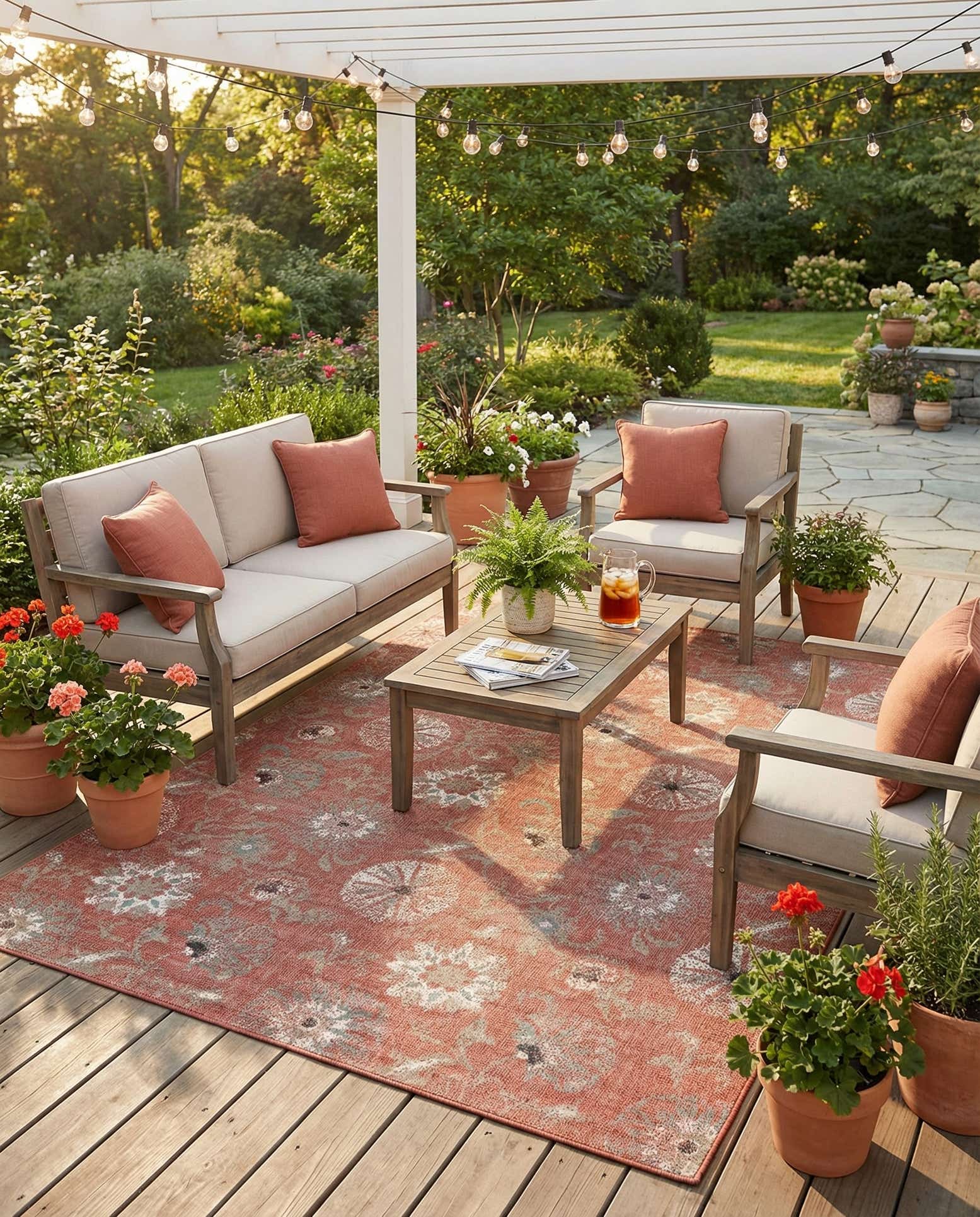 9' x 12' Easy-Clean Botanical Indoor / Outdoor Rug