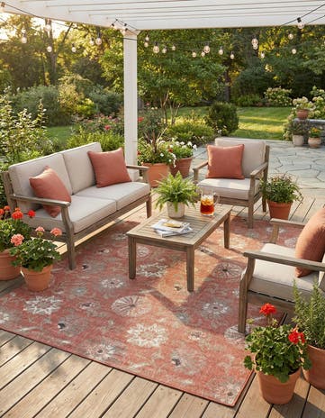 9' x 12' Easy-Clean Botanical Indoor / Outdoor Rug