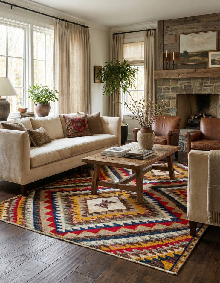 Detail image of 5' 4 x 8'  Hand Knotted Darya Rug