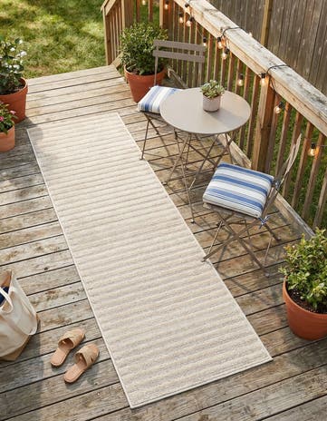 Beige and Ivory Easy-Clean Sabrina Soto Indoor / Outdoor Runner Rug
