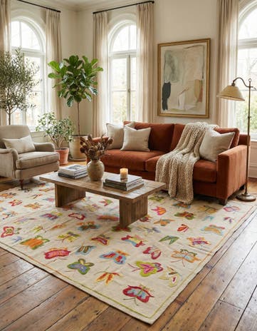 6' 5 x 9' 4 Hand Woven Kilim Suzani Wool Rug