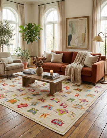 6' 5 x 9' 4 Hand Woven Kilim Suzani Wool Rug