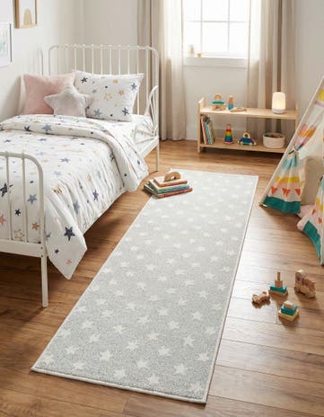 Cloud Gray Whimsy Kids Runner Rug