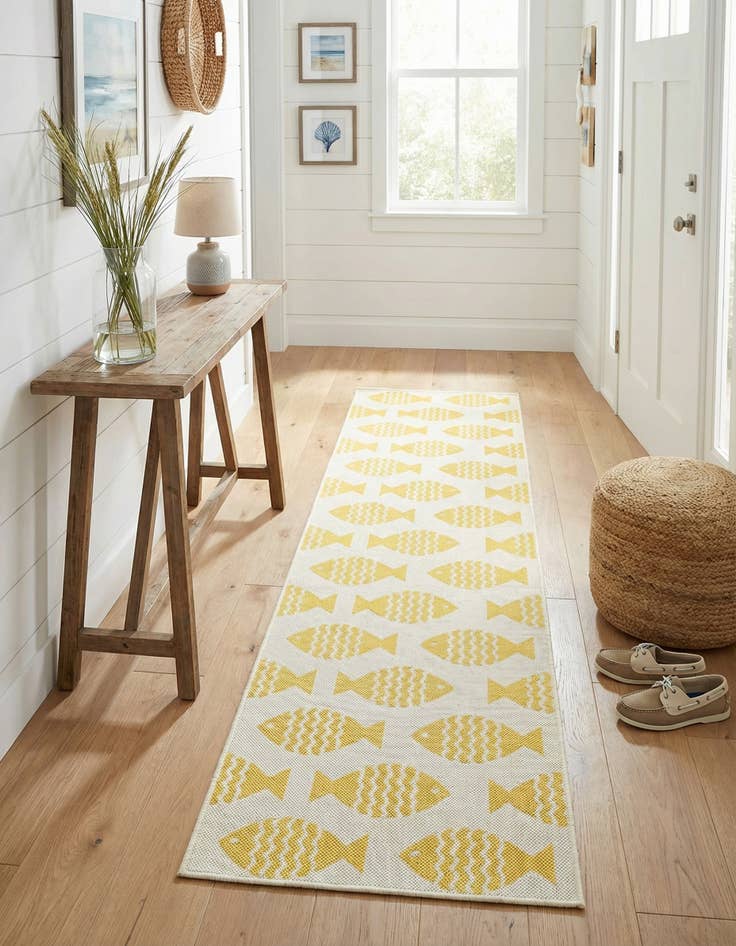 Detail image of 2' x 8'  Washable Coastal Indoor / Outdoor Runner Rug