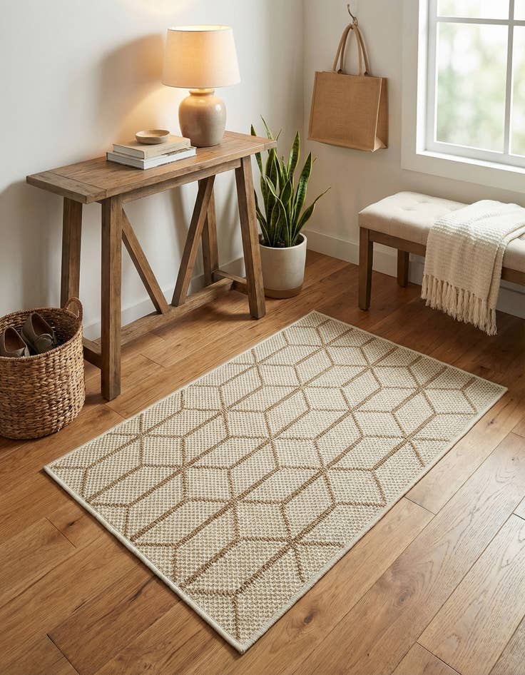 Detail image of 2' x 3' 1  Washable Trellis Indoor / Outdoor Rug