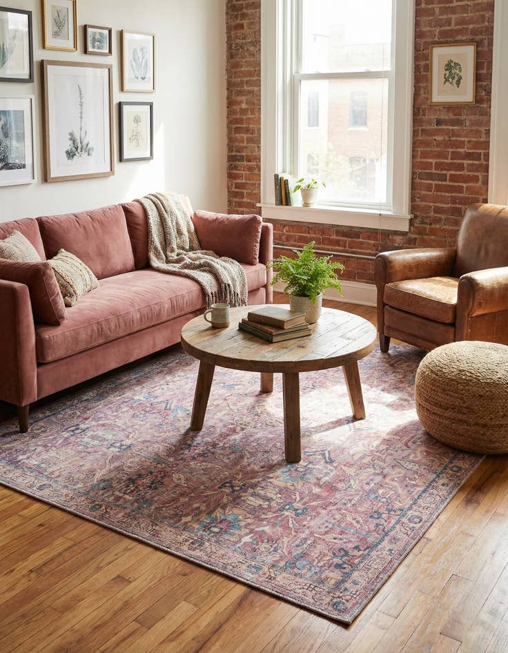 Detail image of  5' 3 x 5' 3  Washable Nostalgia Square Rug