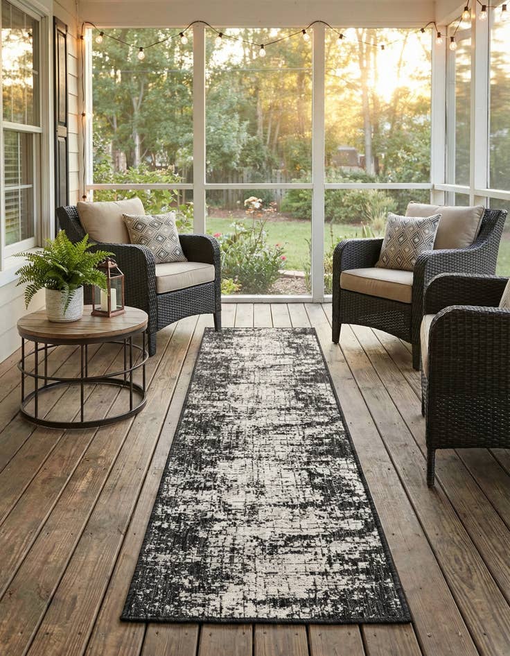 Detail image of 2' x 8'  Washable Modern Indoor / Outdoor Runner Rug