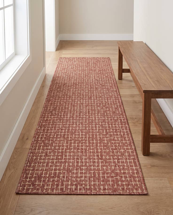 Detail image of 2' x 6' Easy-Clean Checkered Indoor / Outdoor Runner Rug