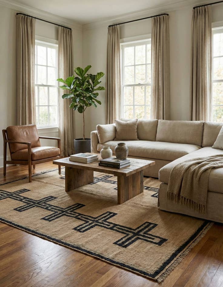 Detail image of 4' 8 x 7' 1  Hand Knotted Darya Wool Rug