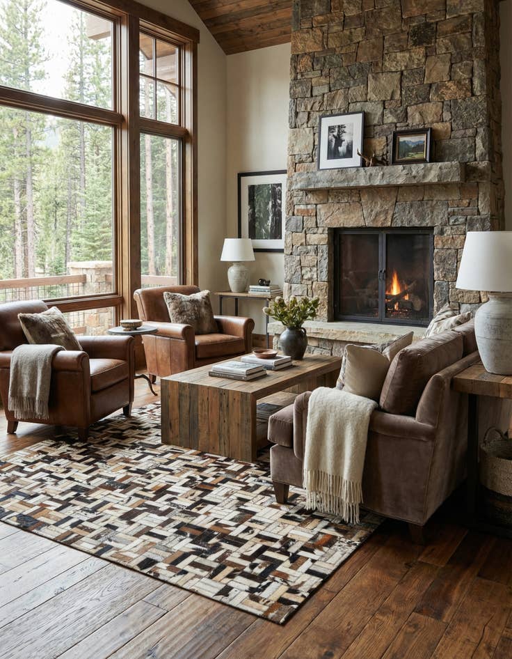 Detail image of  5' x 7' 11 Cowhide - Patchwork Rug