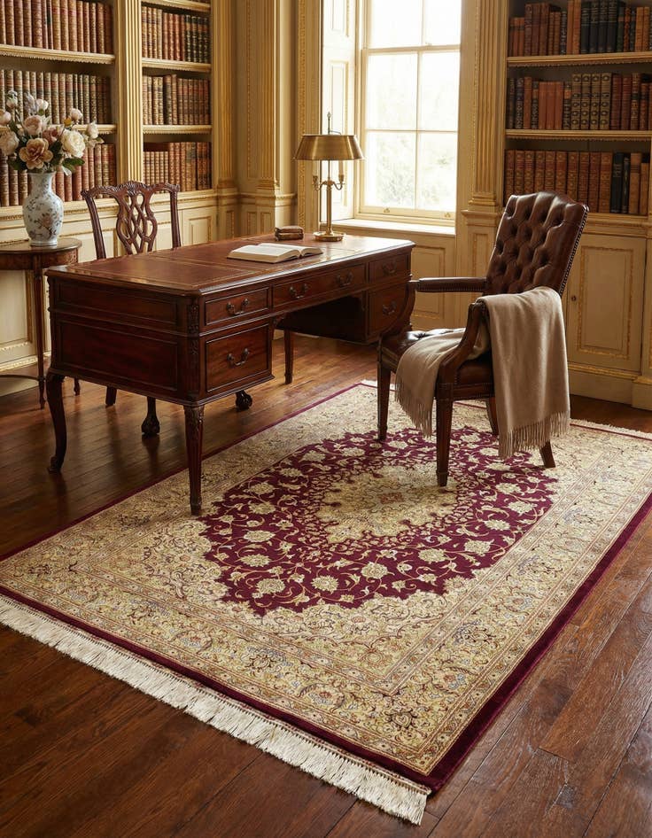 Detail image of 3' 5 x 5' Ghom Silk Rug