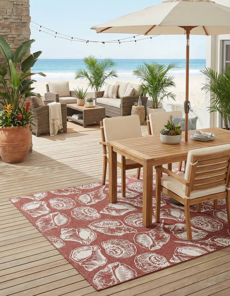 Detail image of  12' x 12'  Washable Coastal Indoor / Outdoor Square Rug