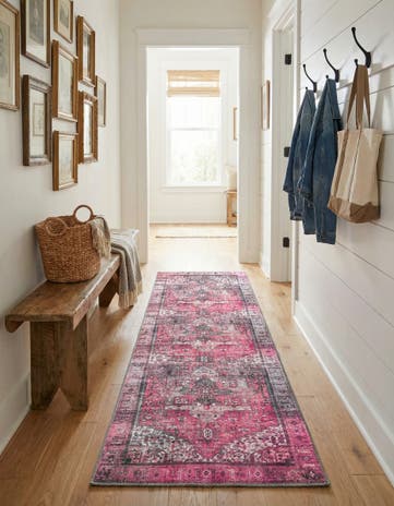 Pink Washable Timeless Runner Rug