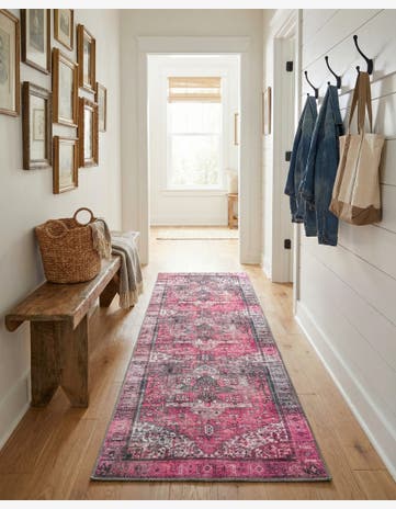 Pink Washable Timeless Runner Rug