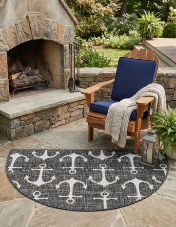 Charcoal Easy-Clean Coastal Indoor / Outdoor Hearth Rug