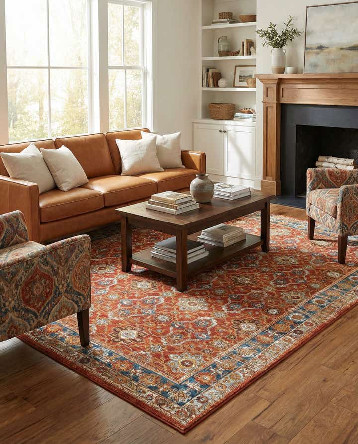 7' 10 x 10' Easy-Clean Traditional Indoor / Outdoor Rug
