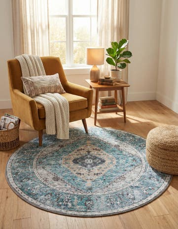 Seaglass Washable Yara Round Rug