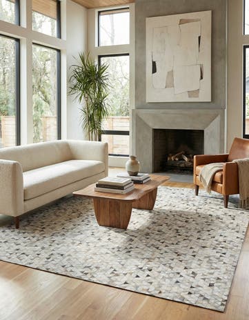 8' x 9' 10 Cowhide Leather Rug
