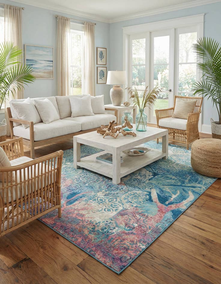 Detail image of  7' x 10'  Washable Coastal Indoor / Outdoor Rug