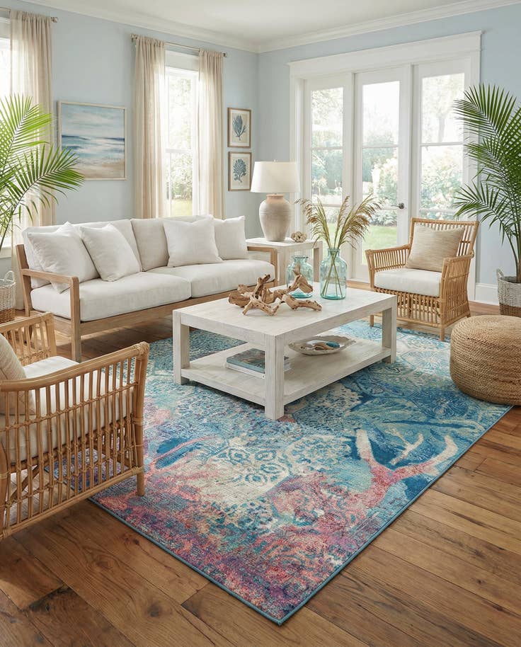 Detail image of 7' x 10' Easy-Clean Coastal Indoor / Outdoor Rug