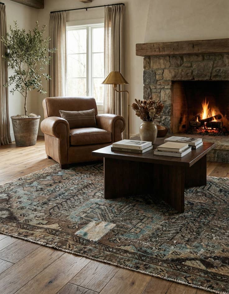 Detail image of 3' 6 x 4' 10  Hand Knotted Ultra Vintage Persian Wool Rug