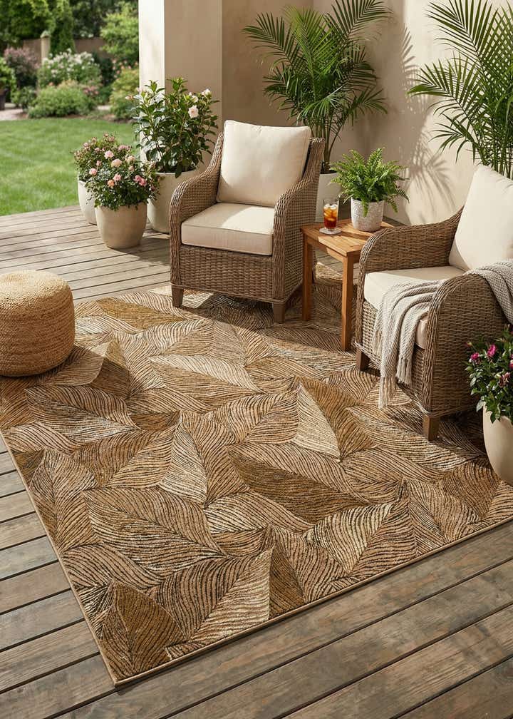 10' x 10' Easy-Clean Botanical Indoor / Outdoor Square Rug