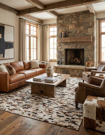 5' 3 x 8' Cowhide Leather Rug
