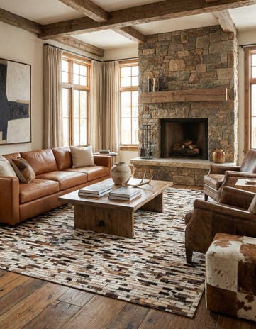 5' 3 x 8' Cowhide Leather Rug