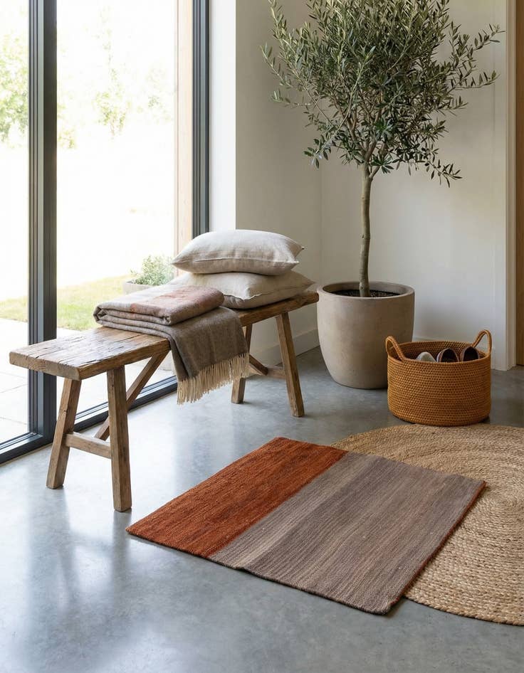 Detail image of 1' 6 x 1' 7  Hand Woven Pillow Wool Square Rug