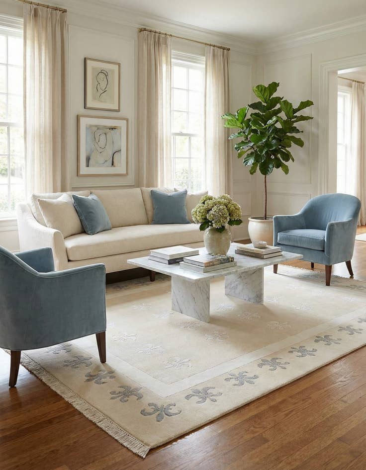 Detail image of 4' 11 x 6' 9  Hand Knotted Darya Wool Rug