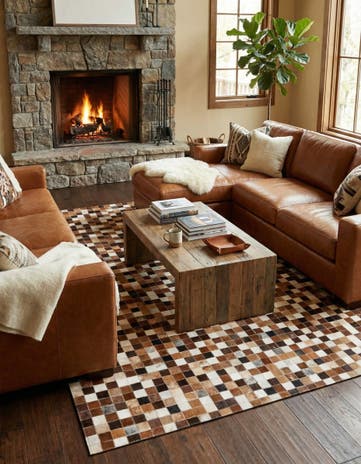 4' 7 x 6' 7 Cowhide Stocks Rug