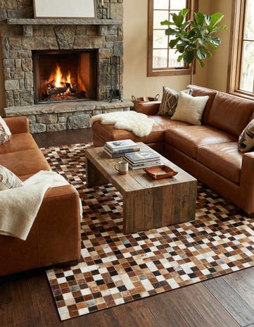 4' 7 x 6' 7 Cowhide Stocks Rug