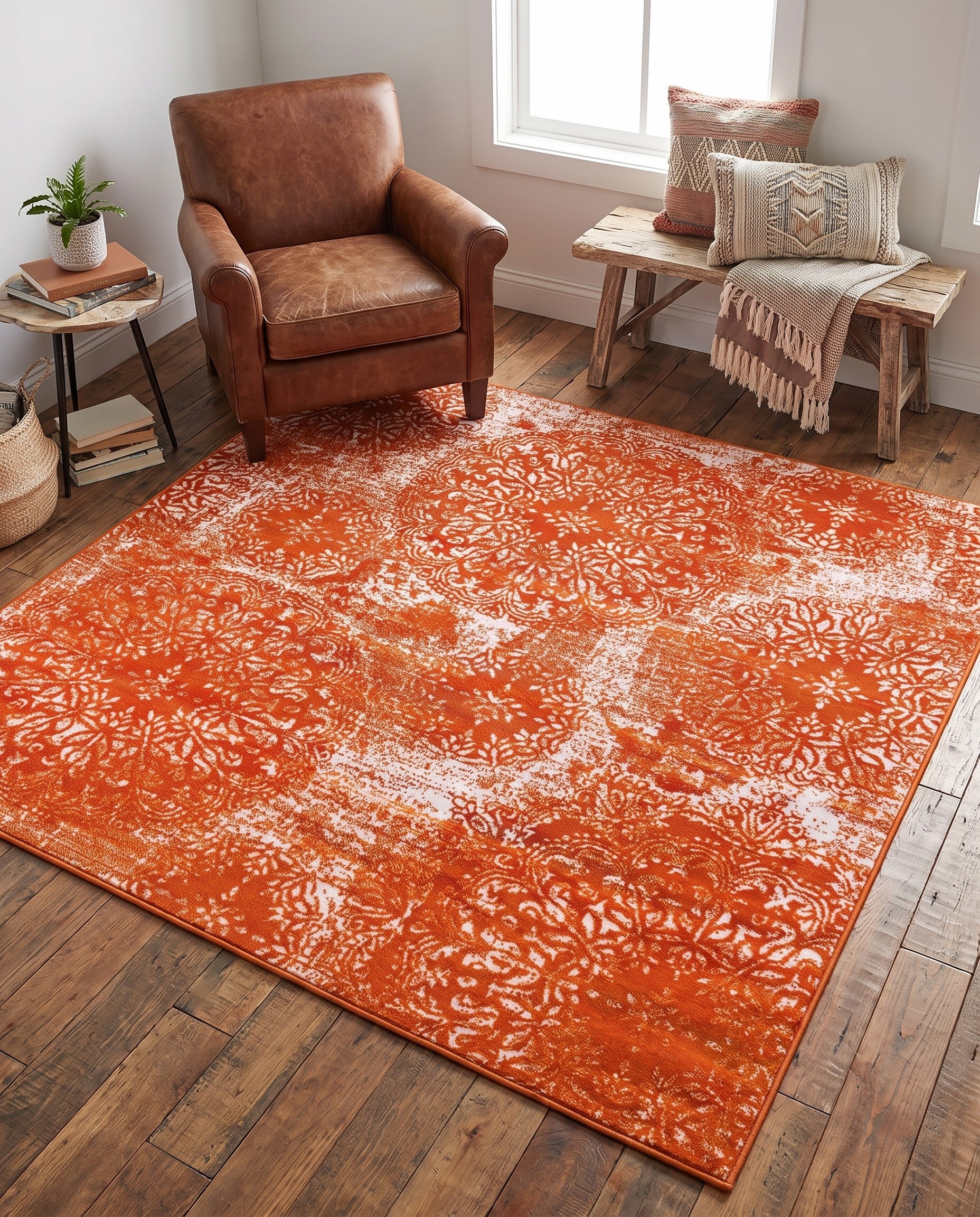 Orange Monte Carlo Square Rug
