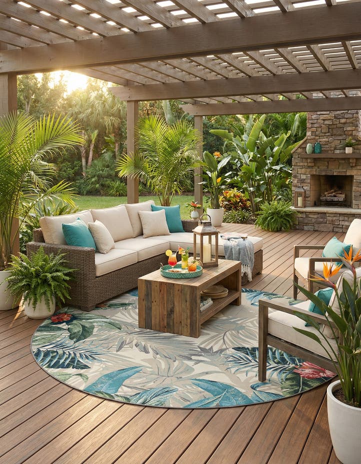 10' x 10' Easy-Clean Botanical Indoor / Outd...