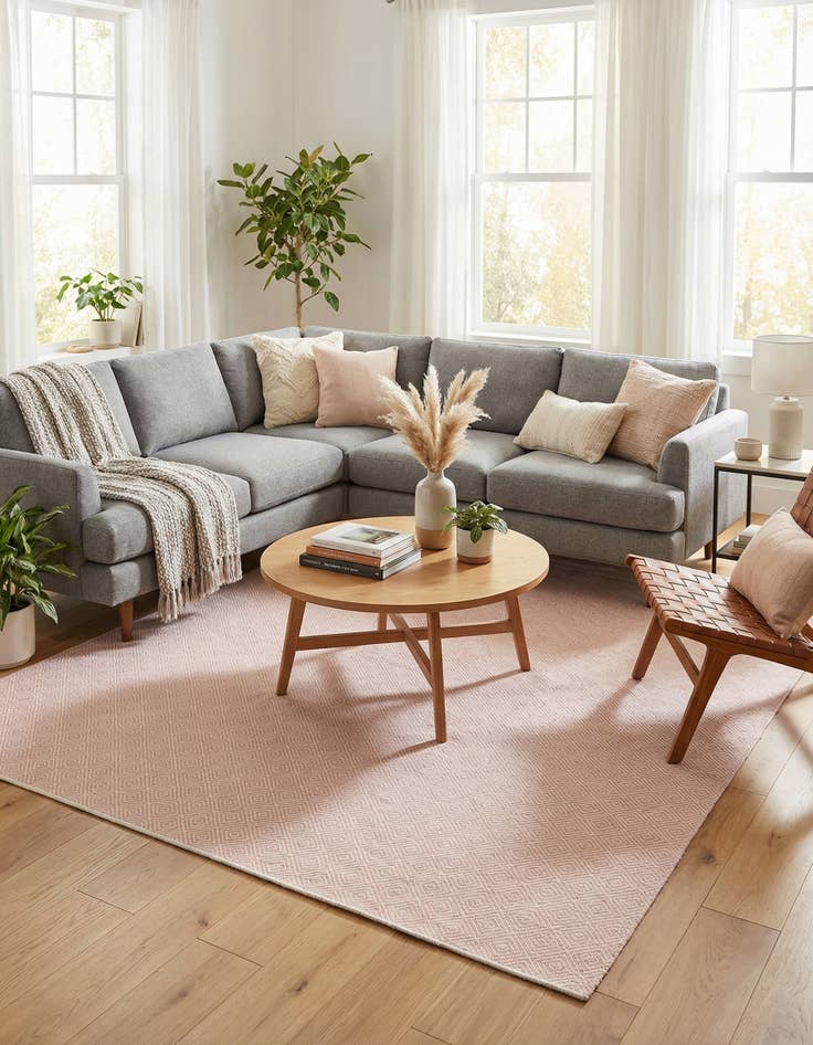 Detail image of 9' x 12'  Hand Woven Geo Trellis Flatweave Rug