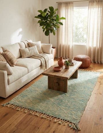 4' 9 x 8' 6 Hand Knotted Moroccan Wool Rug
