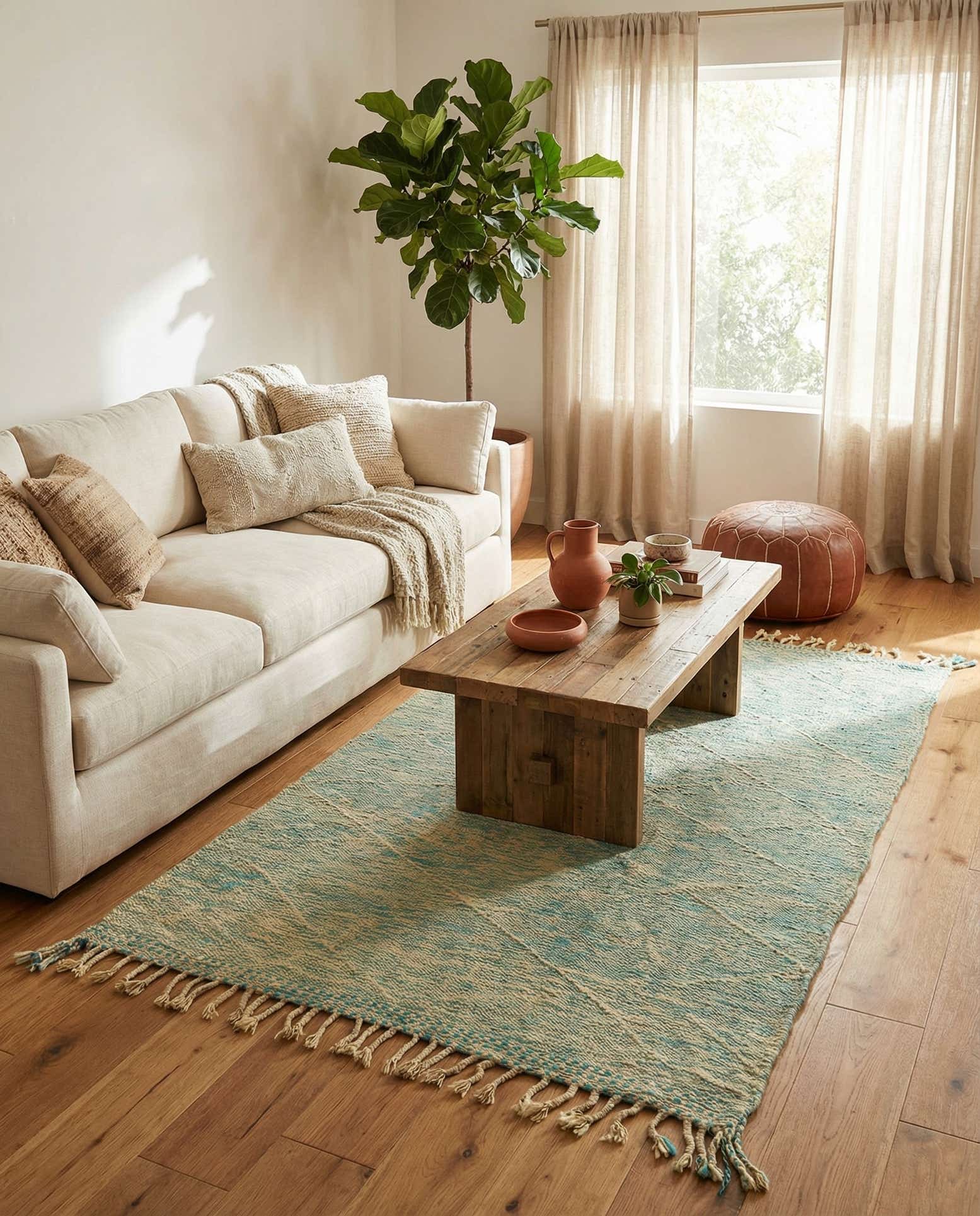 4' 9 x 8' 6 Hand Knotted Moroccan Wool Rug