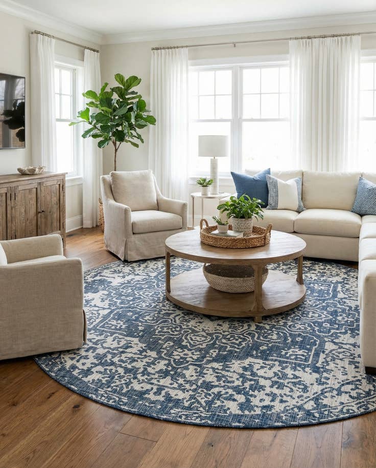 Detail image of 13' x 13' Easy-Clean Jill Zarin Dubai Indoor / Outdoor Round Rug