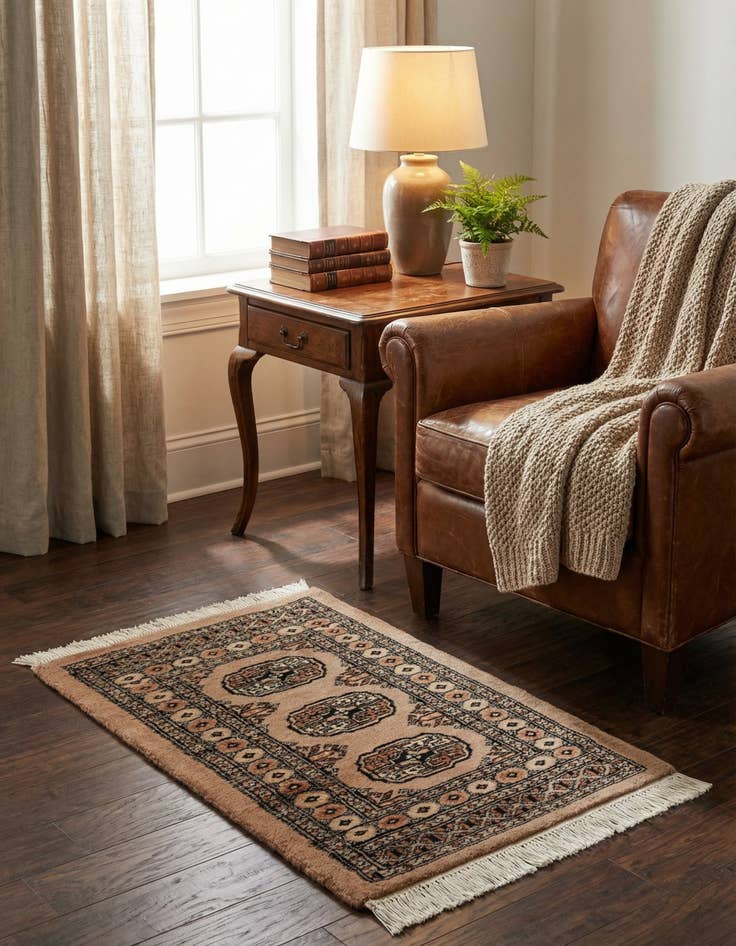 Detail image of  2' x 3'  Hand Knotted Torkaman Persian Wool Rug