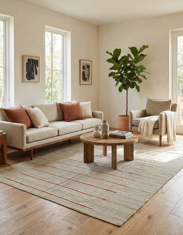 4' 4 x 5' 10 Hand Woven Kilim Modern Wool Rug