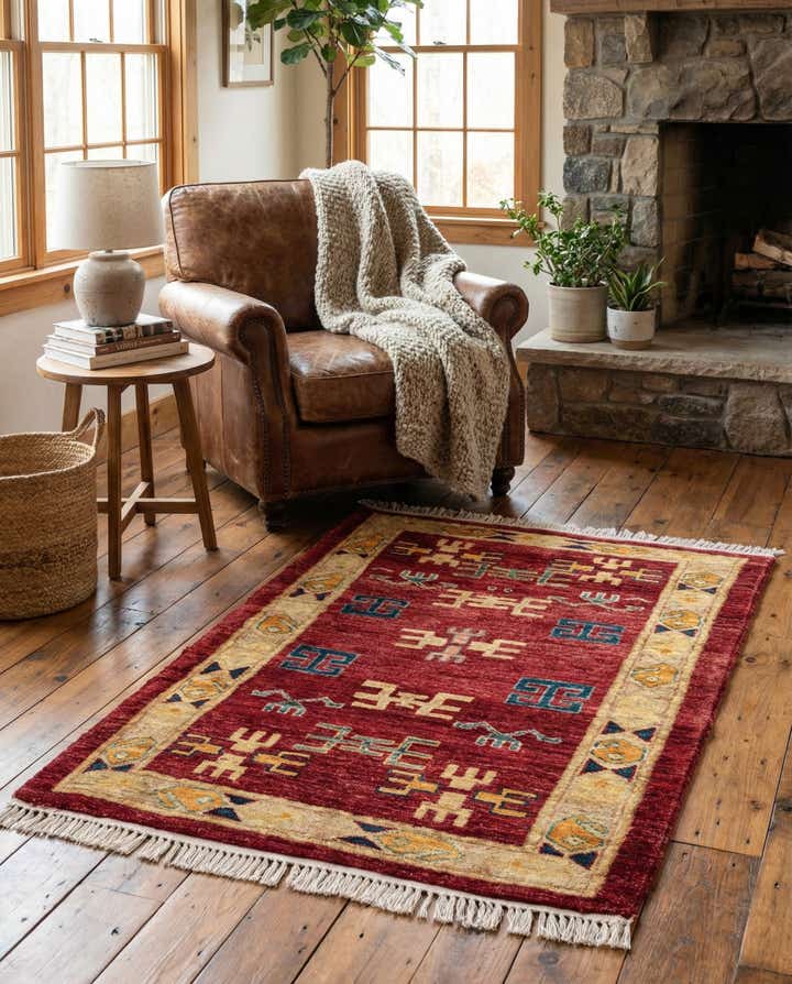 2' 7 x 4' Hand Knotted Kazak Wool Rug
