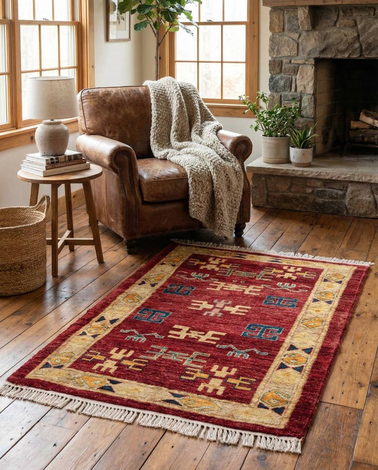 Detail image of 2' 7 x 4' Hand Knotted Kazak Wool Rug