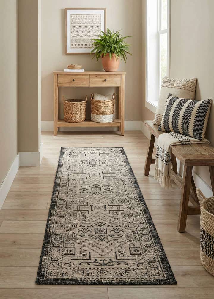 2' x 8' Easy-Clean Aztec Indoor / Outdoor Runner Rug