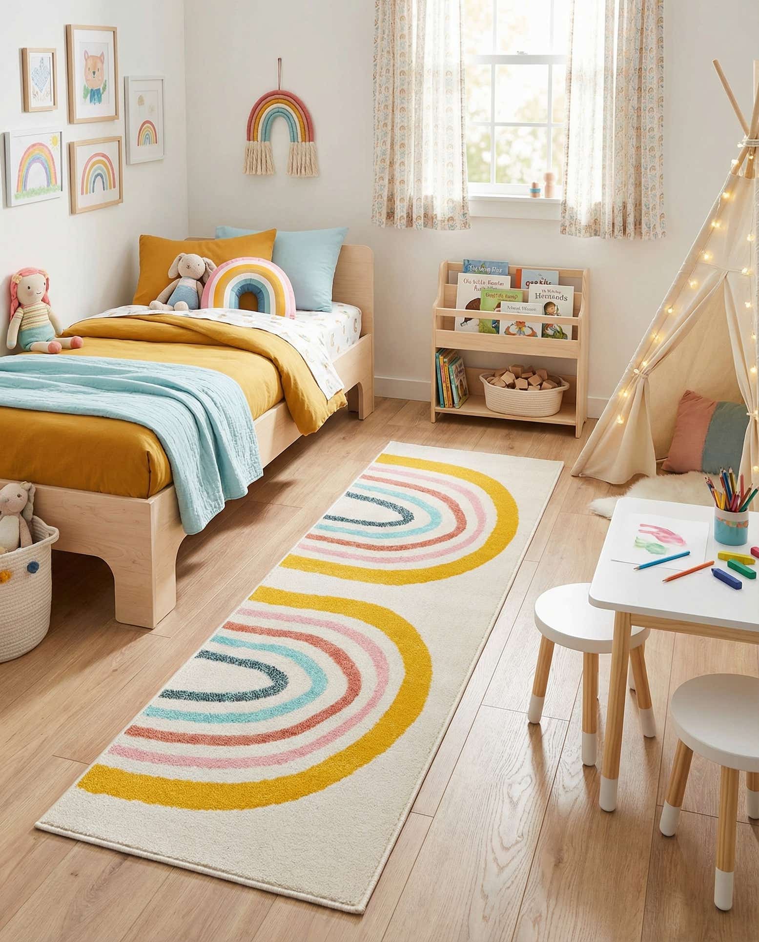 2' 2 x 6' Rainbow Whimsy Kids Runner Rug