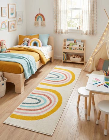 2' 2 x 6' Rainbow Whimsy Kids Runner Rug