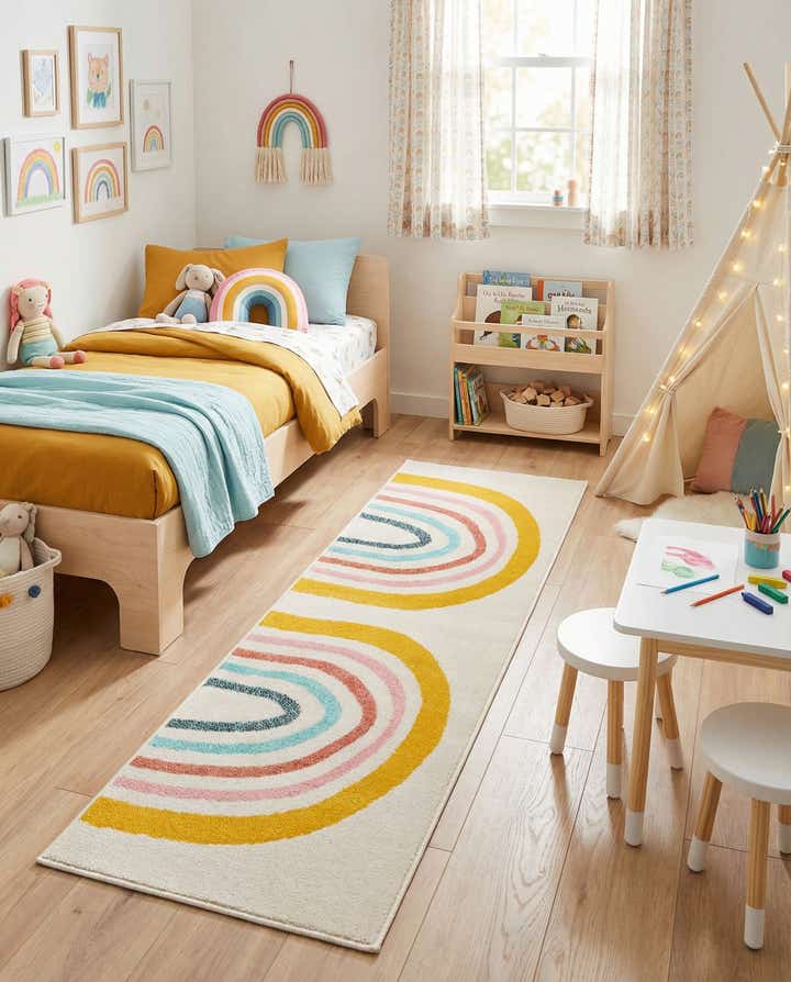 2' 2 x 6' Rainbow Whimsy Kids Runner Rug
