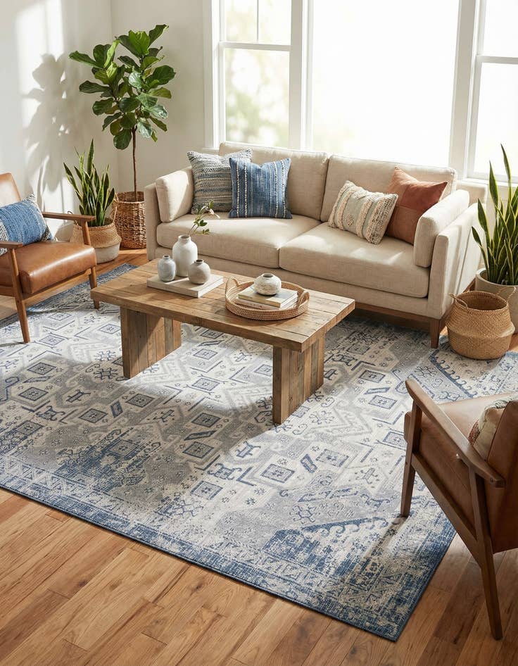 Detail image of  9' x 12'  Washable Aztec Indoor / Outdoor Rug